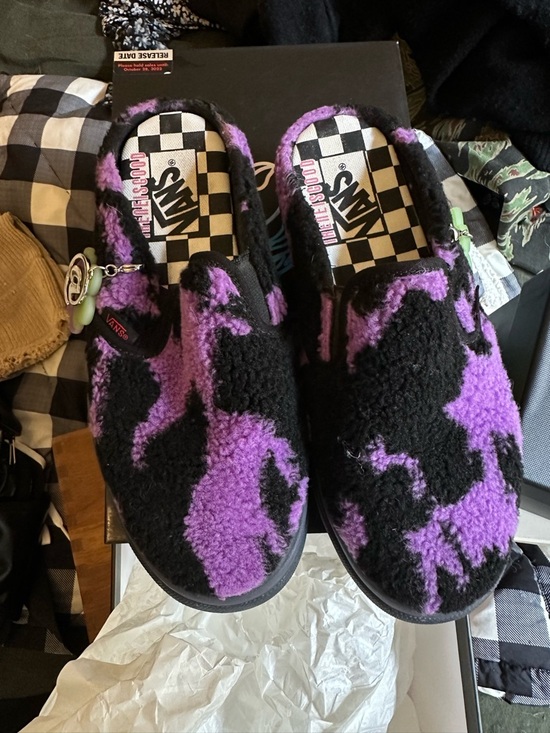 Vans Shoes - Vans Slip-On Fuzzy Black & Purple Sherpa Irene is Good Collab